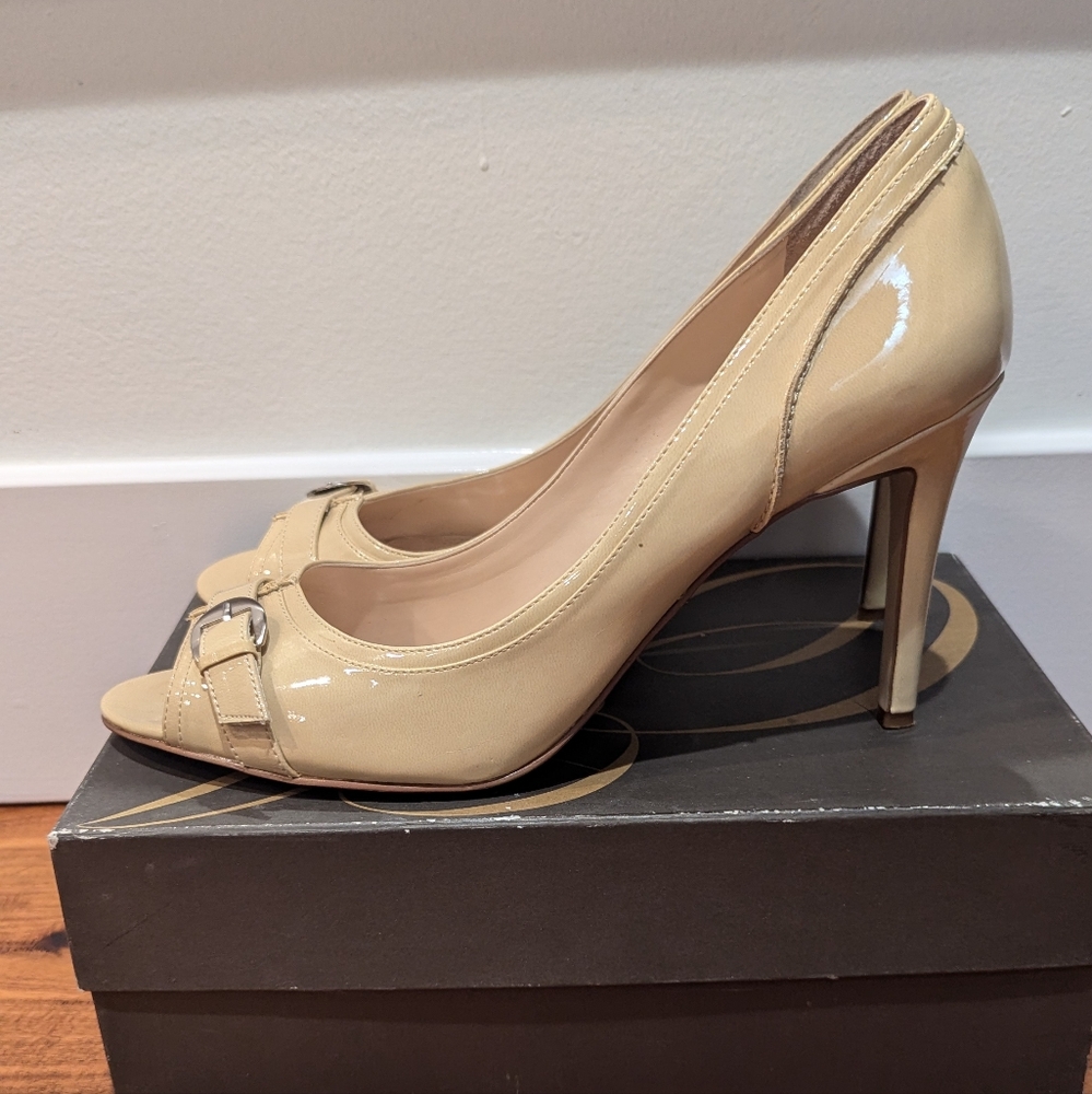 Enzo Angiolini Patent Leather Peep Toe Pump